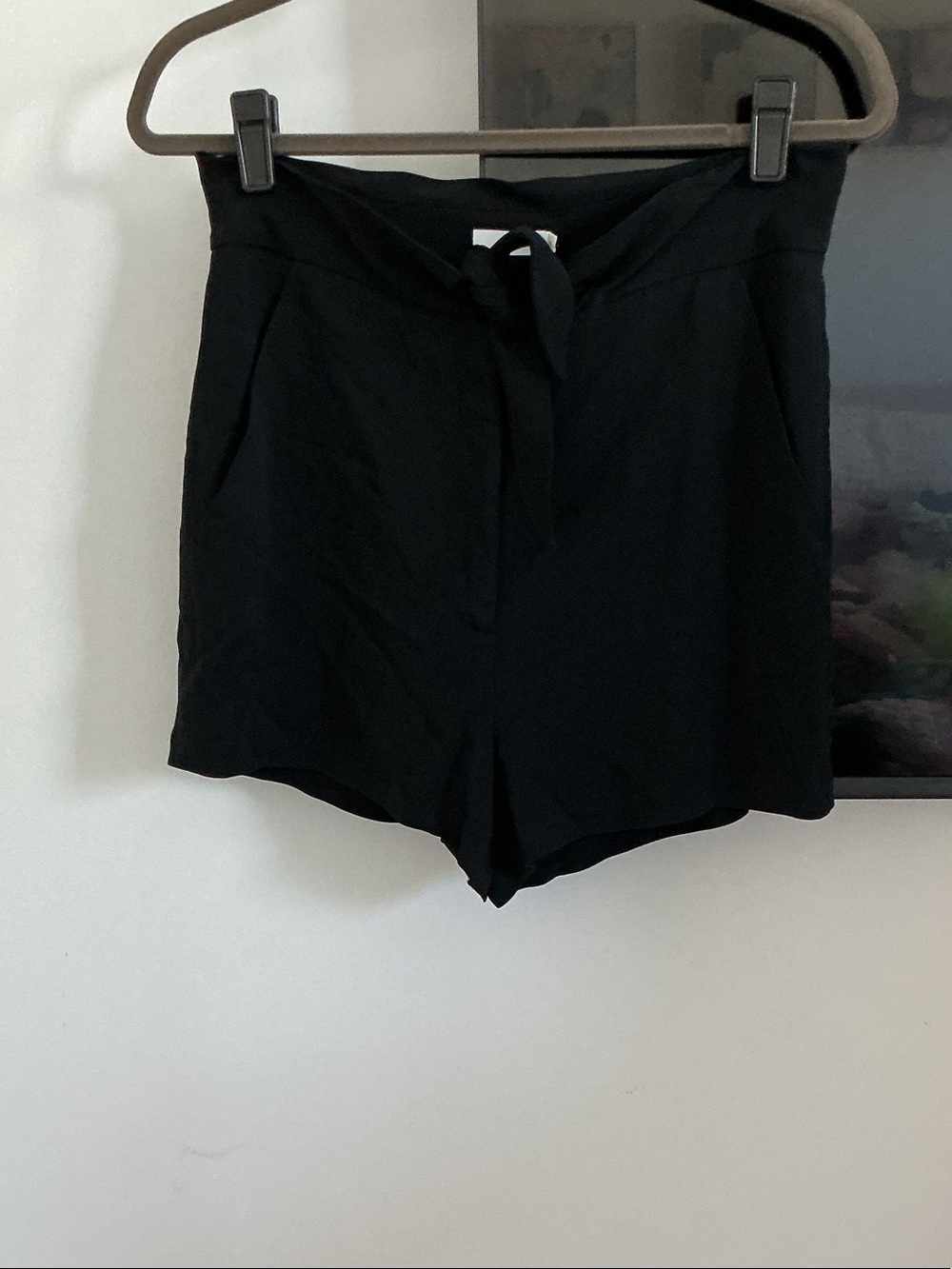 A.L.C. Black High-Waist Tie-Front Shorts